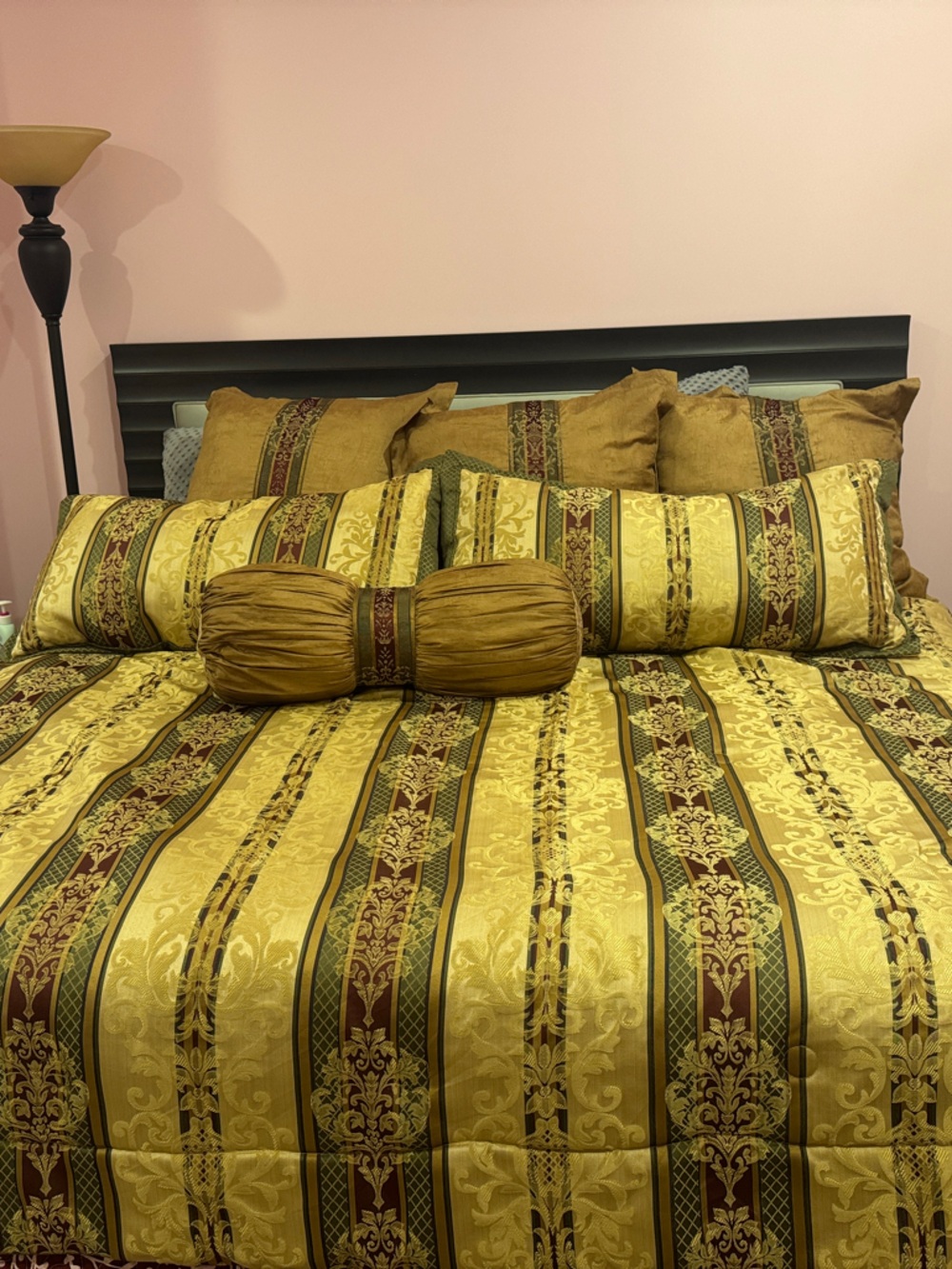 Elegant Gold and Brown Jacquard Comforter Set - Luxury Home Bedding